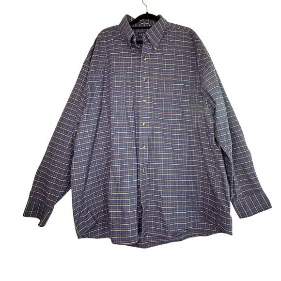 Gant Tops - GANT Classic Oxford Men's XL Blue Plaid 100% Cotton Button Down Shirt Preppy